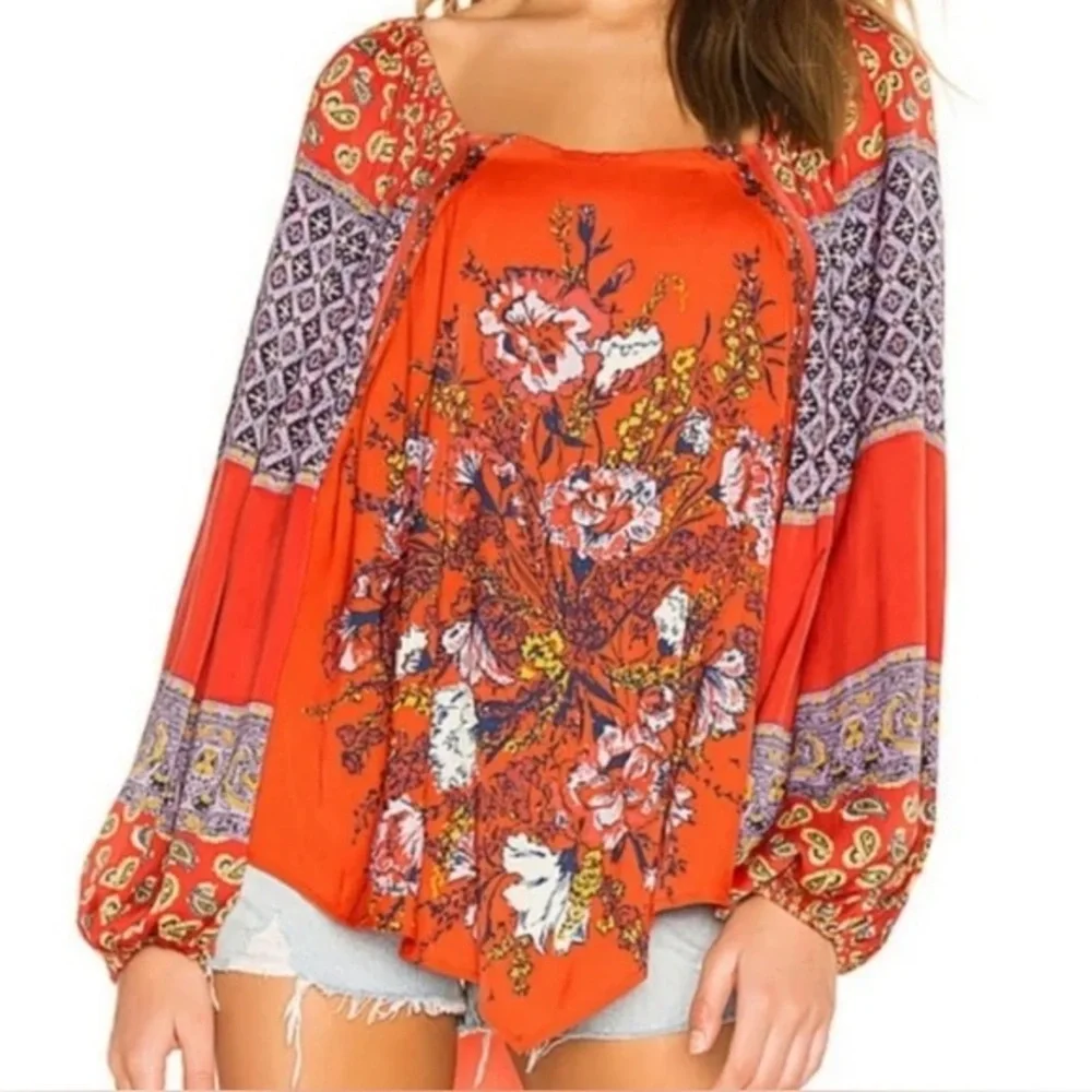 Free People Positano Printed Blouse